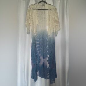 Rebellion Cream and Blue Lace Swim Cover-Up